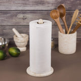 Creative Home Natural Champagne Marble Upright Paper Towel Holder Kitchen Towel Dispenser Stand Kitchen Countertop Organizer, 6.