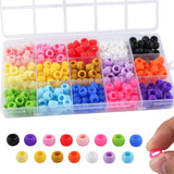 Kovict 300Pcs 6 * 9mm Small Silicone Beads for Hair, Silicone Pony Beads with 5mm Large Hole for Hair Braiding DIY Decoration(Mu