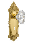 Nostalgic Warehouse Victorian Plate with Keyhole Chateau Knob, Double Dummy, Polished Brass