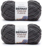 Bernat Forever Fleece Coal Yarn - 2 Pack of 280g/9.9oz - Polyester - 6 Super Bulky - 194 Yards - Knitting/Crochet