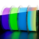 iSANMATE 3D Printer Filament Bundle, Glow in The Dark Filament Multicolor, Green, Blue, and Purple, PLA Filament 1.75 mm, Dimens