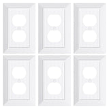 6-Pack Classic Beadboard Duplex Outlet Cover Plate, Decorative Unbreakable Polycarbonate Switch Plates and Outlet Covers, Pure W