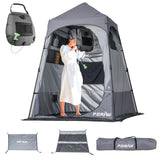Portable Camping Shower Tent Deluxe Changing Room with Shower Bag Easy Set Up Privacy Shelter,Large Toilet Tent with Floor Drain