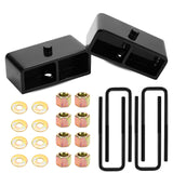 1 Rear Leveling Lift Block Kit w/Extra Long Square Leaf Spring U-Bolts Fit for 1988-1999 Chevy GMC K1500, 1995-1999 Tahoe Suburb