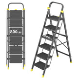 DIAMONDFORGE 6-Step Foldable Step Stool Ladder with Handle, Anti-Slip Pedals & Feet, 800lbs Capacity for Home Kitchen Adults, Bl