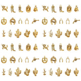 Wtrgas 60pcs Bulk Gold Western Cowboy Cowgirl Making Charms, Horse Boot Hat Cactus and More Pendants for Necklace Bracelet Beads