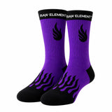 Raw Element Premium Cotton | Multicolour Athletic Socks With Fire Pattern Crew Socks |Unisex Stretchable Free Size | (Black & Pu