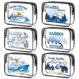 SEAOYOZO 6 Pcs Clear Alaska Makeup Bags Gifts for Women, Beach Cruise Cosmetic Bag,Alaska Cruise Essentials, Travel PVC Waterpro