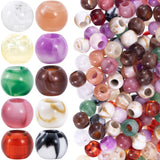Pndeyo 120pcs Round Acrylic Beads for Crafts, 12mm Large Hole Hair Beads for Jewelry Making, Colorful Loose Spacer for Macrame N