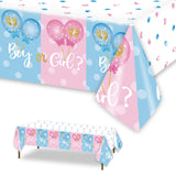 Tevxj 3 Pieces Gender Reveal Tablecovers Boy or Girl Plastic Tableclothes for Baby Gender Reveal Blue Pink Party Decorations Sup