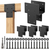4x4 Post Caps Tie Brackets (Actual 3.5x3.5) -4 Pack Heavy Duty Galvanized Steels Pergola Connector Brackets for Wood Posts, Gaze