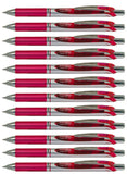 Pentel EnerGel Deluxe RTX Retractable Liquid Gel Pen, Medium Line, Metal Tip, Pink Ink, Box of 12 (BL77P)