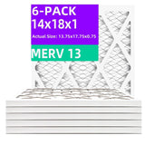 Qingzhug 14x18x1 MERV 13 (6-Pack) Pleated Air Filter (Actual Size: 13.75x17.75x0.75) MPR 1900 & FPR 10, Furnace Air Filters 14x1