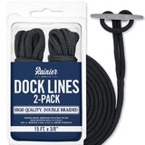 RainierSupplyCo Dock Lines 2-Pack - Boat Rope for Docking with Loop - 15 ft x 3/8 Inch Premium Double Braided Nylon Marine Rope