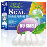 OKKEAI 8 Gallon Trash Bags 30L Garbage Bags Medium White Kitchen Trash Bags Wastebasket Liners for Bathroom,Home Office, Lawn,60