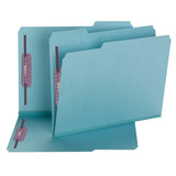 Smead Pressboard Fastener File Folder with SafeSHIELD Fasteners, 2 Fasteners, 1/3Cut Tab, 2 Expansion, Letter Size, Blue, 25 p