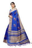 Anni Designer Women'S Blue Color Khadi Jahlar Saree With Blouse Piece,Blue,Free,khadi,with blouse piece,saree