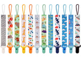 12 Pack Pacifier Clips with Strap 25.5cm - Premium Polyester Baby Pacifier Holder Set, Multi-Design Clips for Boys Girls (Multi