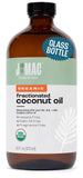J MAC BOTANICALS Organic Fractionated Coconut Oil (16 Ounce Glass Bottle) Organic Carrier Oil and for DIluting Essential Oils, M