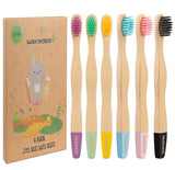 NUDUKO Bamboo Kids Toothbrushes (6 Pack) - Soft Bristle Organic Compostable BPA Free Toothbrush for Kids Toddler Baby Tooth Brus