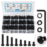 Besitu M6 Bolt Assortment Kit, 510Pcs M6 x 10/12/14/16/20/25/30/35mm Button Head Hex Socket Cap Screws Bolts Nuts Washer Assortm
