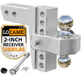 LOCAME Adjustable Trailer Hitch, Fits 2-Inch Receiver, 6-Inch Drop/Rise Aluminum Drop Hitch,12,500 LBS GTW-Tow Hitch for Heavy D