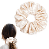 CEELGON Beige Big Satin Scrunchie6.5 Inches Jumbo Scrunchies Silky Hair Ties Oversized Ponytail Holderfor Thick Curly Hair Extra