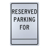 NMC TM6G Traffic Sign, Legend RESERVED PARKING FOR, 12 Length x 18 Height, Aluminum 0.040, Black on White