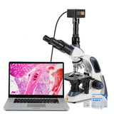 Swift Compound Trinocular Microscope SW380T,40X-2500X Magnification,Siedentopf Head,Two-Layer Mechanical Stage,with Swiftcam 25