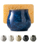 Zoeeker Ceramic Sponge Holder, Kitchen Sink Scrubby Caddy Organizer Dish Sponge Dish Rack for Scrubbers, Bathroom, Sink, Blue