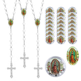 24PCS White Rosary Beads, Rosary Necklace Bulk for Baptism Favors with 24 Clear Gifts Box,Rosarios Catolicos with Crucifix Penda