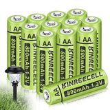 KINREECELL Rechargeable AA Batteries, Ni-MH Double A Solar Batteries High Capacity 1.2V Pre-Charged for Outdoor Solar Lights, St
