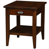 Leick Home Laurent End Table, Solid Wood, 1 Storage Drawer, Bottom Display Shelf, Easy-Assembly, For Living Room/Bedroom, Chocol