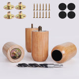 4 Inch Varnished Wood Furniture Legs Set of 4 - Solid Wooden Couch & Sofa Legs - Feet for Ottoman,Cabinet,Dresser,Bench, Chair,