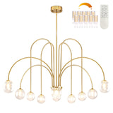 Bagood 10-Light Modern Sputnik Chandelier Gold Sputnik Chandelier 43Globe Light Fixture with Clear Globe Glass Mid Century P