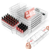 21 PCS Extendable Drawer Organizer Set Clear Stackable Vanity Storage Bins
