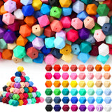 Hotop 288 Pcs Hexagon Silicone Beads Bulk 48 Colors 14mm Silicone Beads for Keychain Making Kit Rubber Focal Loose Beading for N