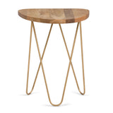SIMPLIHOME Patrice Modern 18 inch Wide Metal and Wood Accent Side Table in Natural, Gold for the Living Room and Bedroom