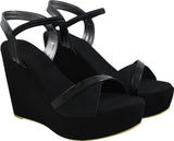 Shoetopia Women'S & Girl'S Black Solid Slingback Wedges,Black,7,B09NC16MB7