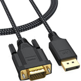 DteeDck DisplayPort to VGA Cable 3Ft, DP Display Port to VGA Adapter Cable Converter Male to Male Braided Cord for Monitor Deskt