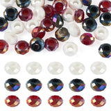 Boutigem 36Pcs Faceted Glass European Beads White Black Dark Red Flat Round Large Hole Beads Crystal Rondelle Spacer Bead No Met