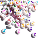 Yiizzxin 200pcs Colorful Acrylic Letter Z Beads,4x7mm Round Flat Multicolor Letter Z Beads,White Background Mixed Color Alphabet