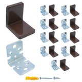 MR BRACKET L Bracket, Brown Shelf Brackets Pack of 10, Heavy Duty Cabinet Hanging Brackets, Plastic Cover Metal Brackets for She