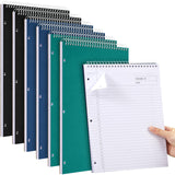 MotiMind 6 Pcs Top Bound Spiral Notebooks Project Planner with 3 Hole Punched, 81/2inch x 11 College Ruled Notepad, 50 Sheets Lega