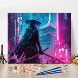 Rebotipy DIY Oil Painting Kit Modern Painting of a Samurai Painting Cyberpunk Fantasy Paint by Numbers for Adults Beginner with