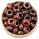 Nupuyai Pack of 30 Large Hole Stone Loose Beads for Jewelry Making, Polished Rondelle European Beads fit Charms Bracelet, Red Ja