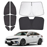 XCBYT 2021-2024 Civic Window Shades | 6 Layers Thickened Car Window Covers | 2 in 1 Car Full Window Privacy Curtains | 100% Blac