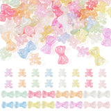 FASHEWELRY 63Pcs Luminous Transparent Acrylic Bear Beads Cute Bowknot Beads Glow in the Dark Cute Bead for Jewelry Making Bracel