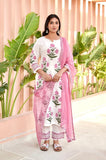 Gosriki Women'S Rayon Viscose Straight Printed Kurta With Pant & Dupatta (Dayita Pink-Vks01-Gs_L_Pink_Large),Pink,,B0F9X5MHVP
