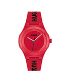 Hugo #Lit For Him Qtz Basic Red Round Dial Men'S Watch|Red Silicone Material|Red Silicone Color Band - 1530346